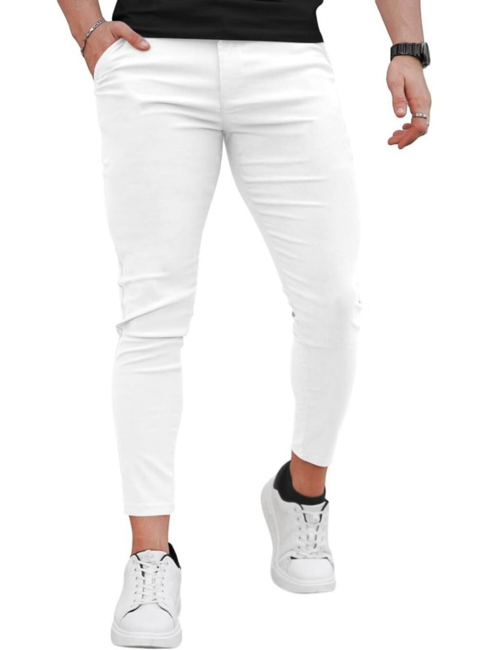 GINGTTO Mens Chinos Pants Slim Fit Stretch Ankle Length Dress